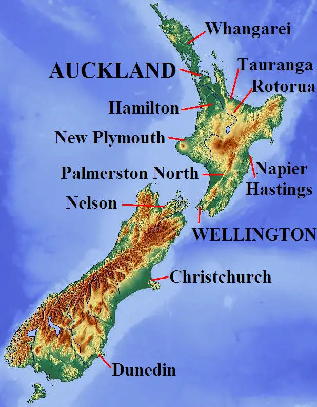 New Zealand map with Newspapers