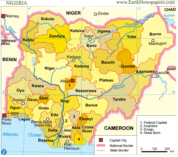 Nigerian map with newspapers onlines